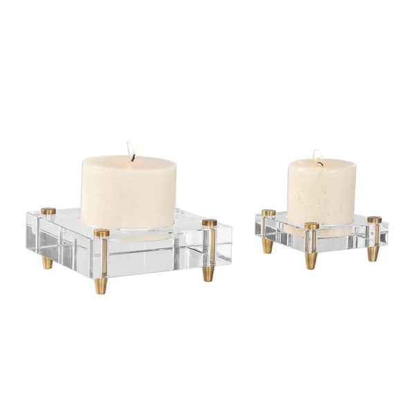 slide 2 of 2, Uttermost Claire Crystal Block Candleholders (Set of 2)