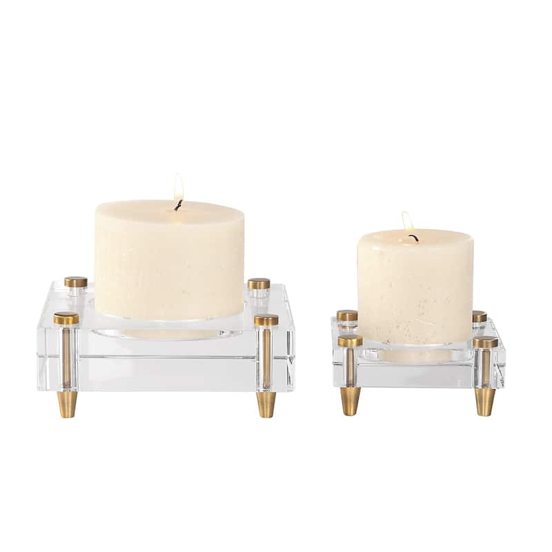 Uttermost Claire Crystal Block Candleholders (Set of 2)