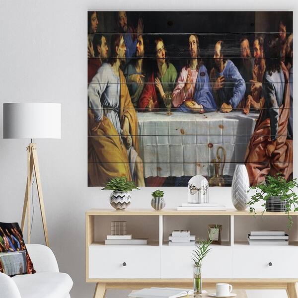 Shop Designart The Last Supper Religious Print On Natural Pine