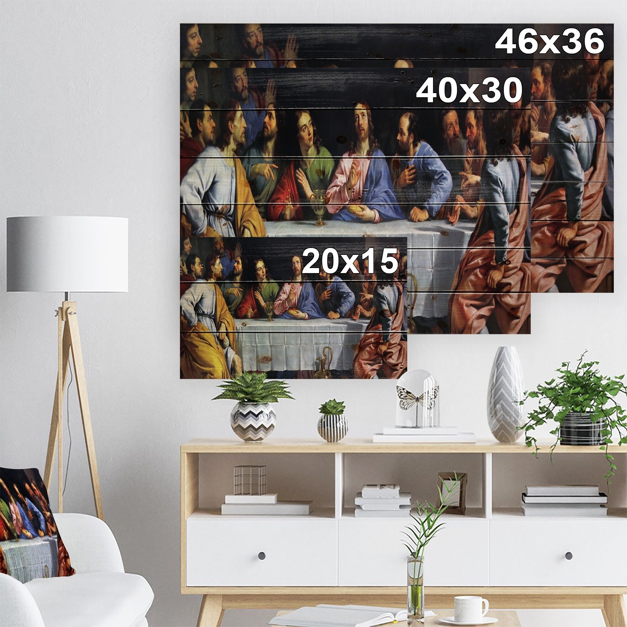 Shop Designart The Last Supper Religious Print On Natural Pine