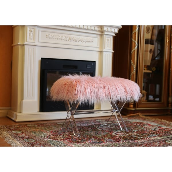 Pink discount fluffy footstool