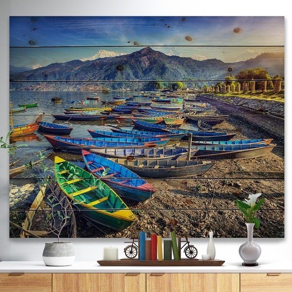 Shop Designart Colorful Boats In Pokhara Lake Boat Print