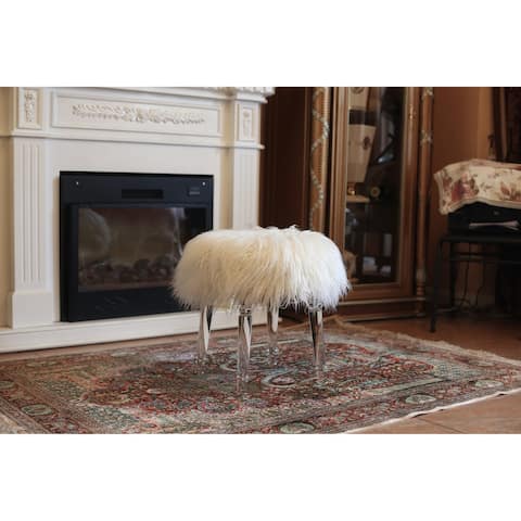 Best Quality Furniture Round Acrylic Faux Fur Ottoman