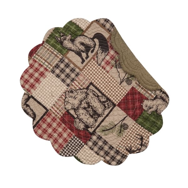 slide 4 of 4, Garrett Rustic Cotton Quilted Placemat Set of 6 Round