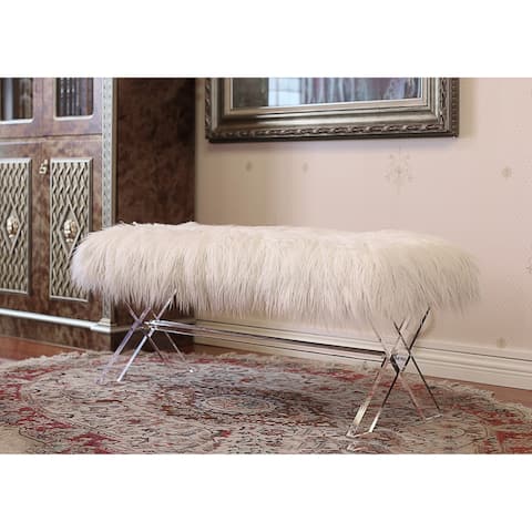Best Quality Furniture X-Leg Faux Fur Bench