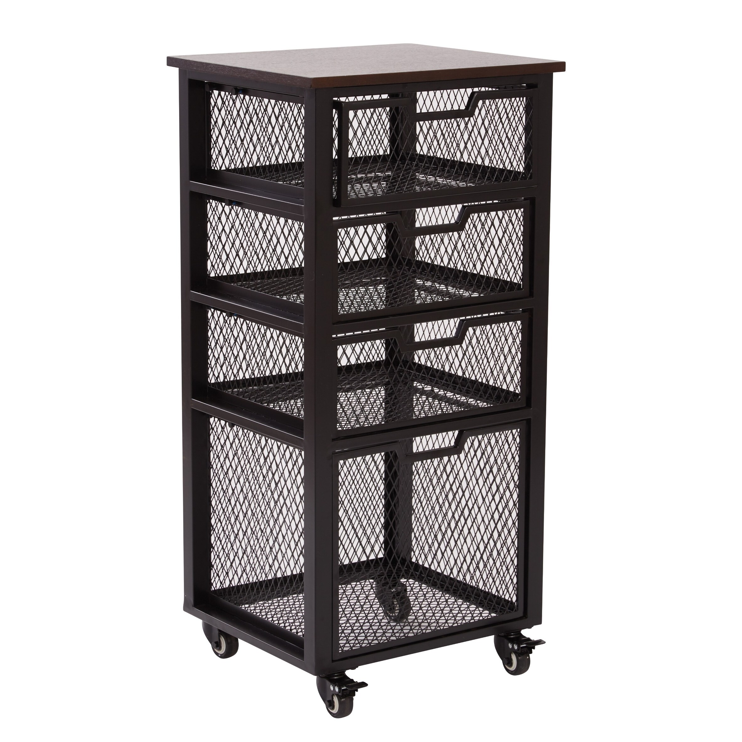 Shop Garret 4 Drawer Rolling Cart With Espresso Wood Top And Black