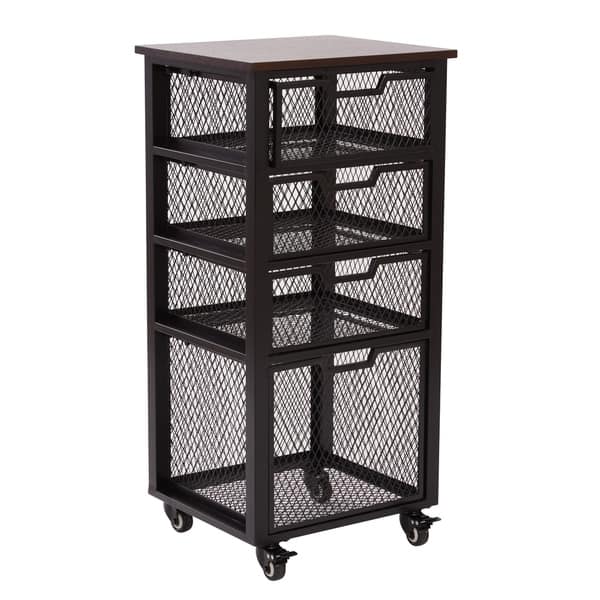 Shop Garret 4 Drawer Rolling Cart With Espresso Wood Top And Black