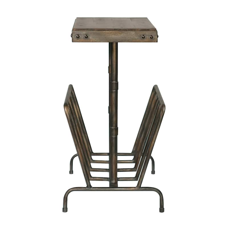 Uttermost Sonora Burnished Brushed Industrial Magazine Side Table