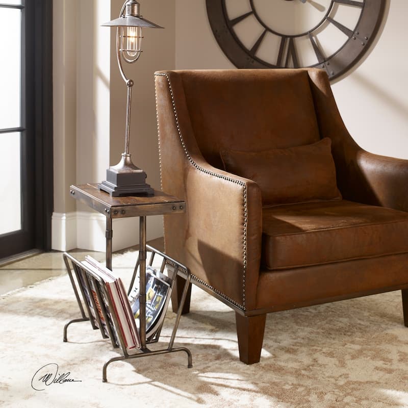 Uttermost Sonora Burnished Brushed Industrial Magazine Side Table