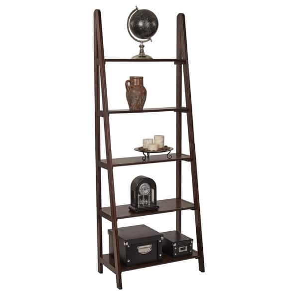 Shop Osp Home Furnishings Espresso Ladder Bookcase With 5 Storage