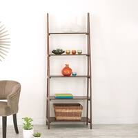 OSP Home Furnishings Espresso Ladder Bookcase with 5 Storage Shelves
