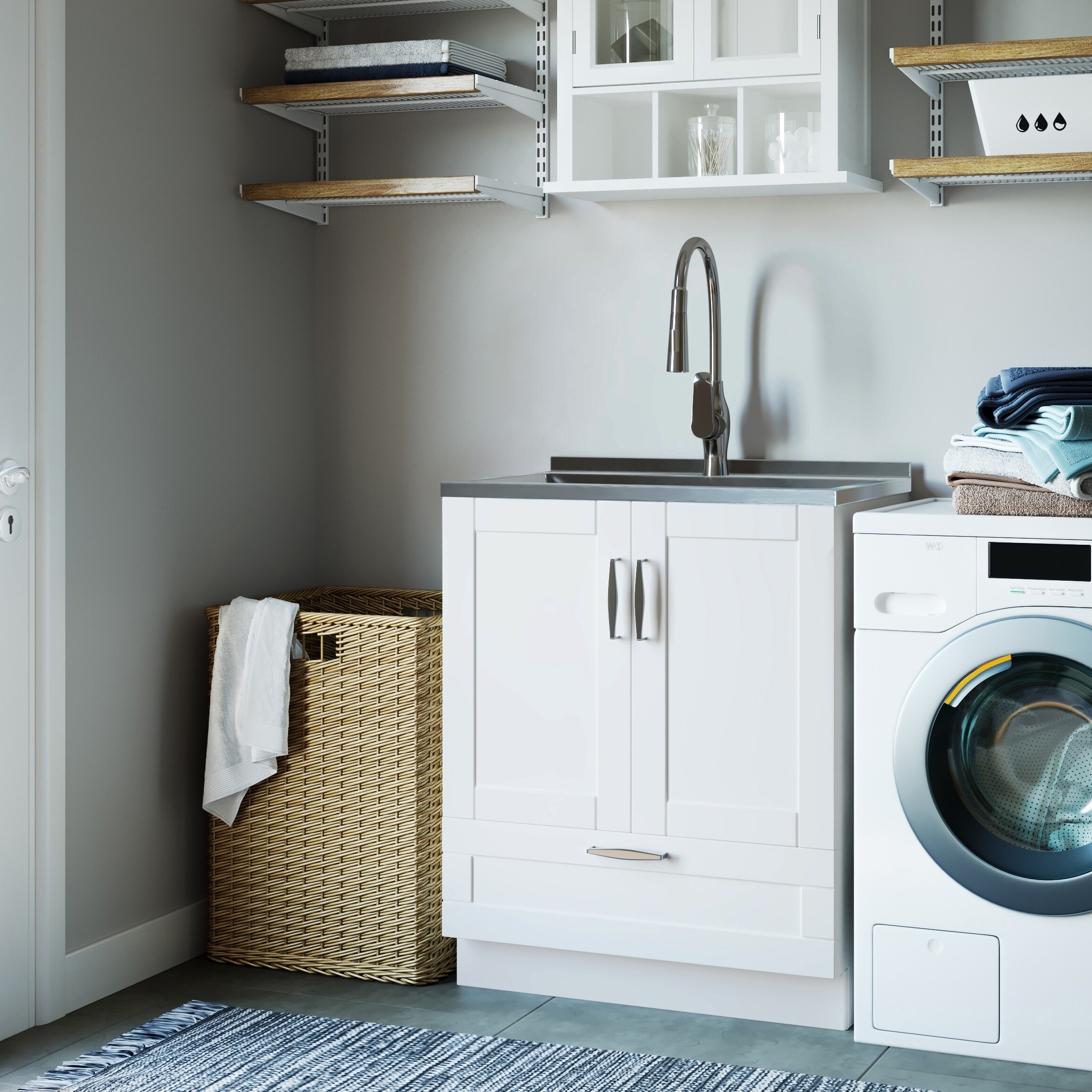 Shop Wyndenhall Alma Transitional 28 Inch Laundry Cabinet With
