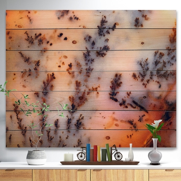 Designart 'Moss Agate cream -Stone Print on Natural Pine Wood - Brown