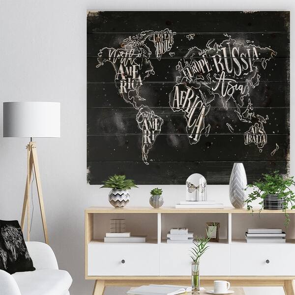 Shop Designart Vintage Chalk Worldmap Maps Painting Print On