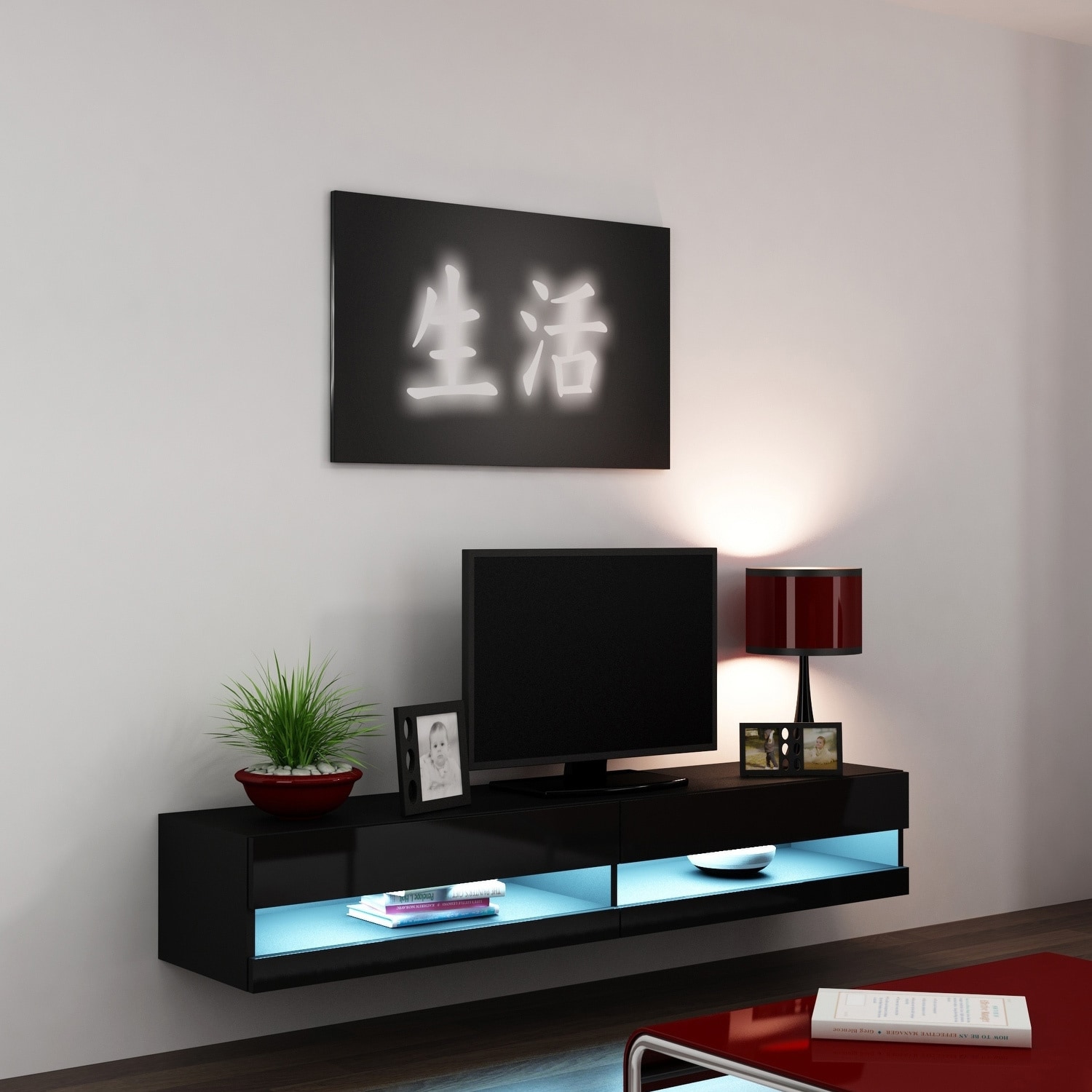 Shop Vigo 180 Wall Mounted Floating 71 Inch Tv Stand With 16 Color