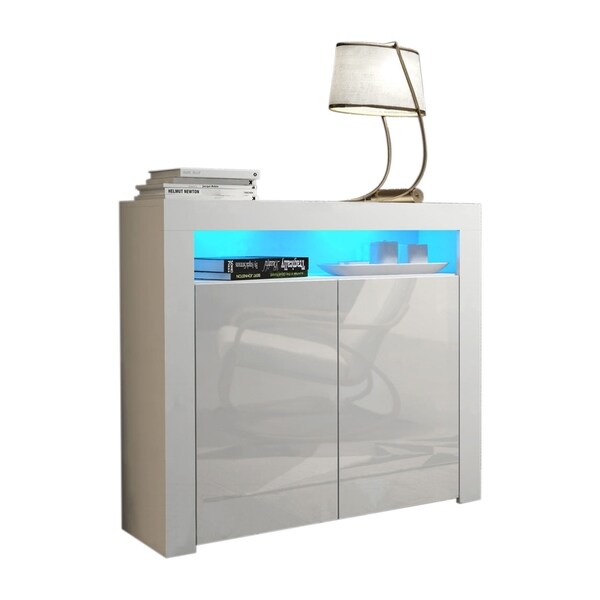 Milano 42" Sideboard 2D Matte Body Two High Gloss Doors with 16 Color LEDs