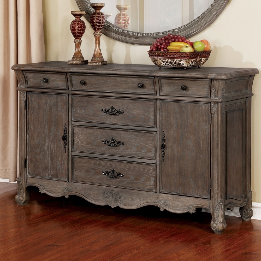 Furniture of America  Yazd Traditional Grey 64-inch Solid Wood Buffet (Antique Grey)