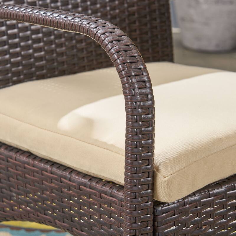 Stillwater Outdoor 6-Seater Acacia Wood Dining Set with Wicker Chairs by Christopher Knight Home