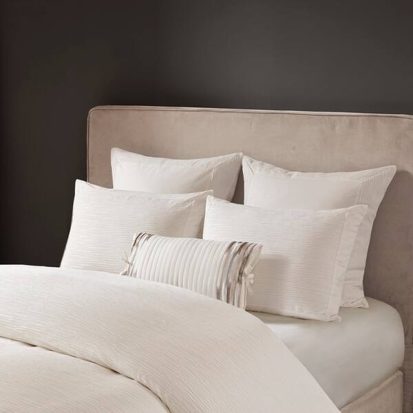 Shop N Natori Hanae Cotton Blend Yarn Dyed 3 Piece Duvet Cover Set