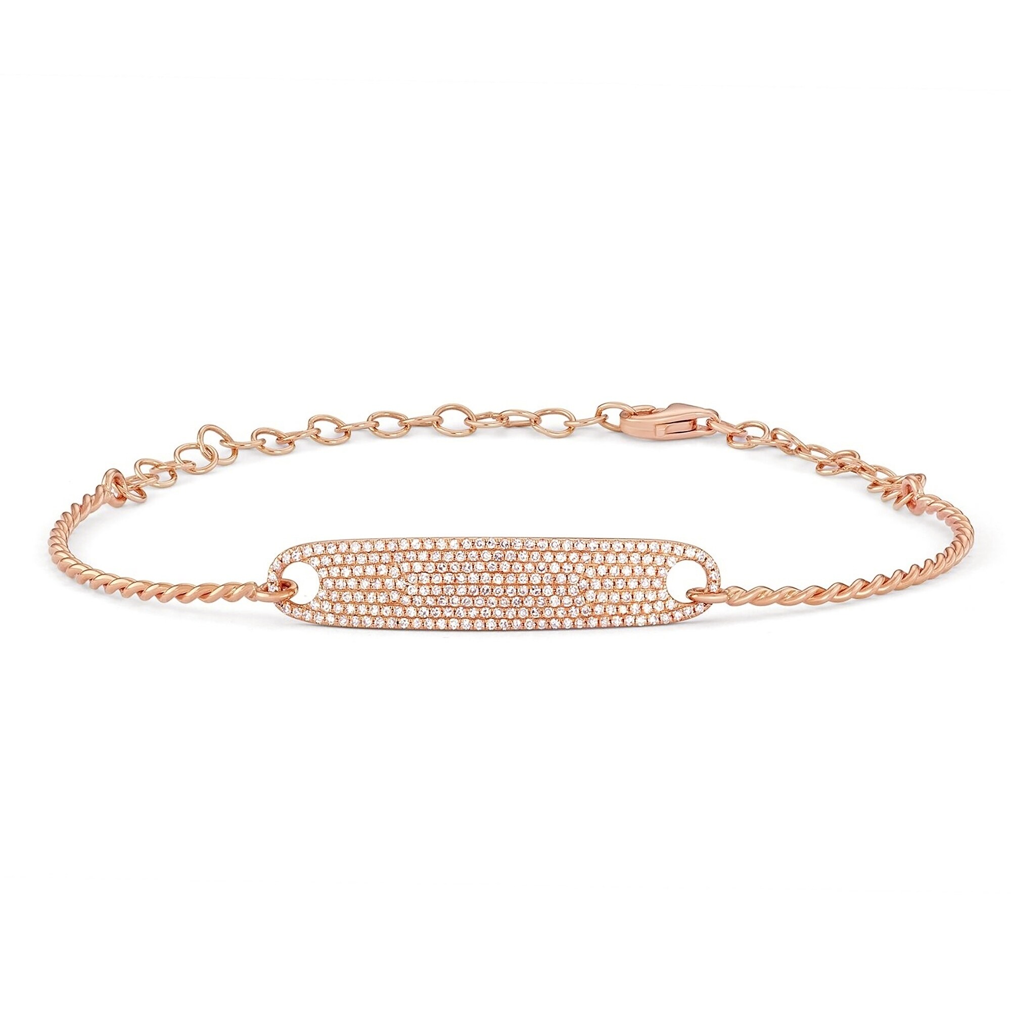 14kt Gold Diamond Encrusted Id Bracelet 8 5 On 14kt Gold Diamond Encrusted Id Bracelet