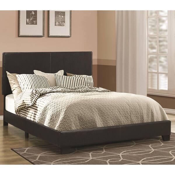 slide 1 of 1, Leather Upholstered Full Size Platform Bed, Black