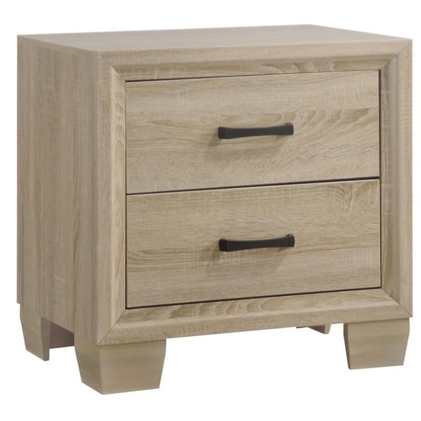 Wooden Nightstand With 2 Drawers White Washed Oak Brown On Wooden Nightstand With 2 Drawers White Washed Oak Brown On Free Shipping Today 23553983