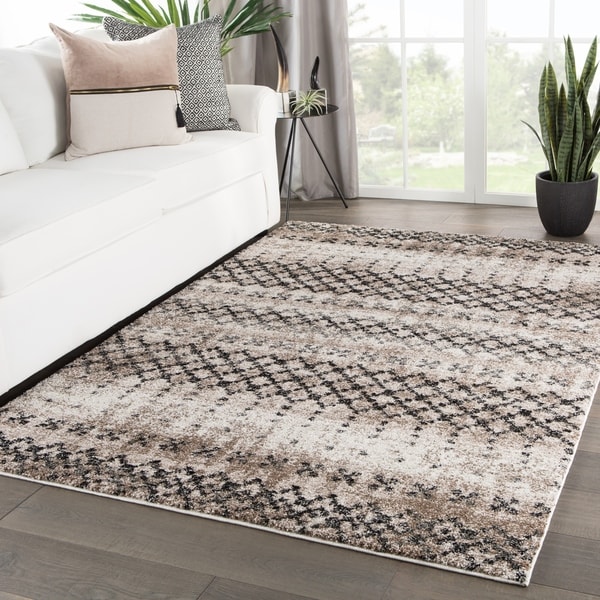 Shop Tanjia Trellis Tan/ Black Area Rug 7'6" x 9'6" On Sale
