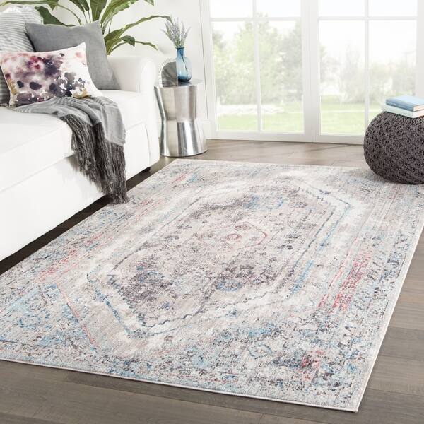 Shop Navi Medallion Gray Pink Area Rug 8 10 X 12 Overstock 23554113