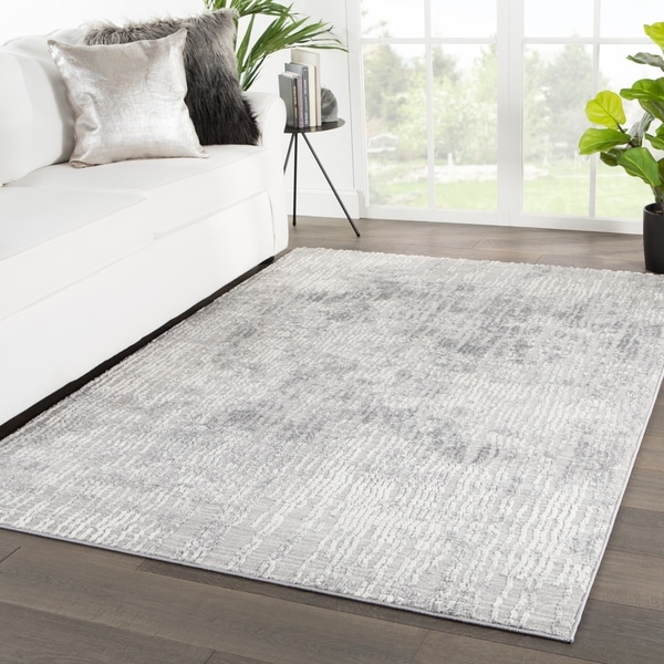 Shop Elmira Abstract Light Gray/ White Area Rug 5'3" x 7'6" On Sale Free Shipping Today