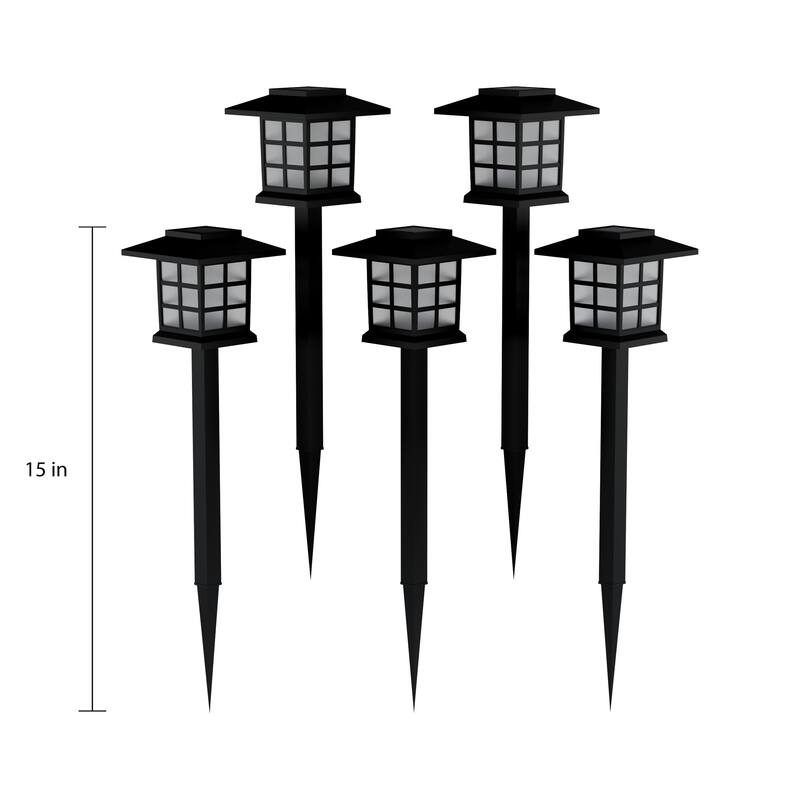 Pure Garden Solar 15" Pathway Coach Lights - Set of 6 - 3.5 x 3.5 x 15