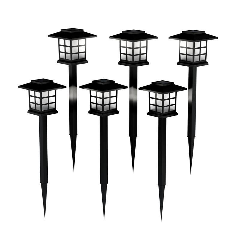 Pure Garden Solar 15" Pathway Coach Lights - Set of 6 - 3.5 x 3.5 x 15