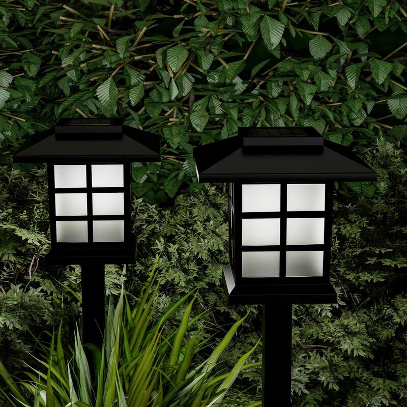 Pure Garden Solar 15" Pathway Coach Lights - Set of 6 - 3.5 x 3.5 x 15