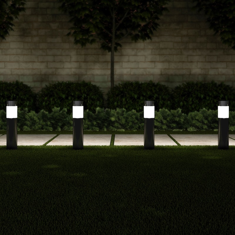Solar Path Bollard Lights, Set of 6 15" Pure Garden - N/A - Black