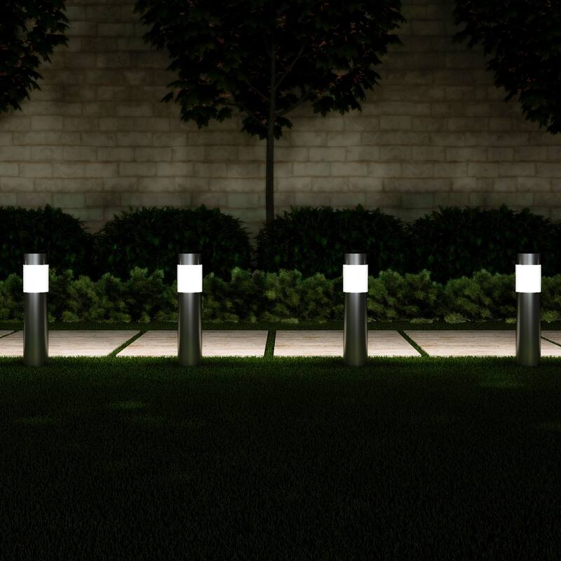 Solar Path Bollard Lights, Set of 6 15" Pure Garden - N/A - Silver