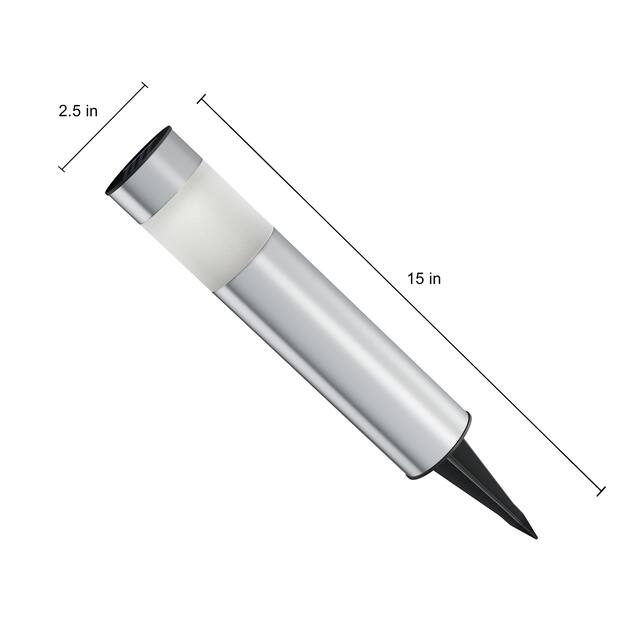 Solar Path Bollard Lights, Set of 6 15" Stainless Steel Pure Garden