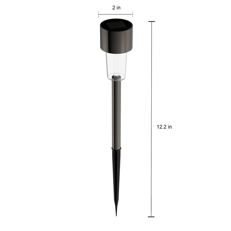 Solar Path Lights 12.2" Stainless Steel Set of 12 Pure Garden - N/A