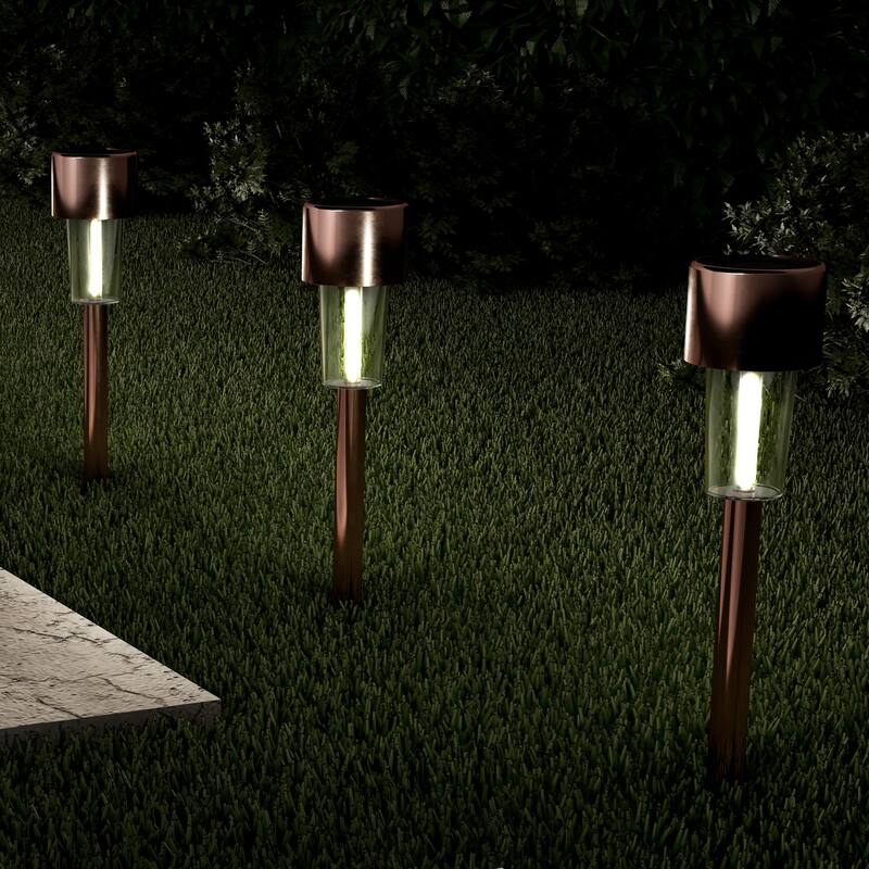 Solar Path Lights 12.2" Stainless Steel Set of 12 Pure Garden - N/A - Bronze