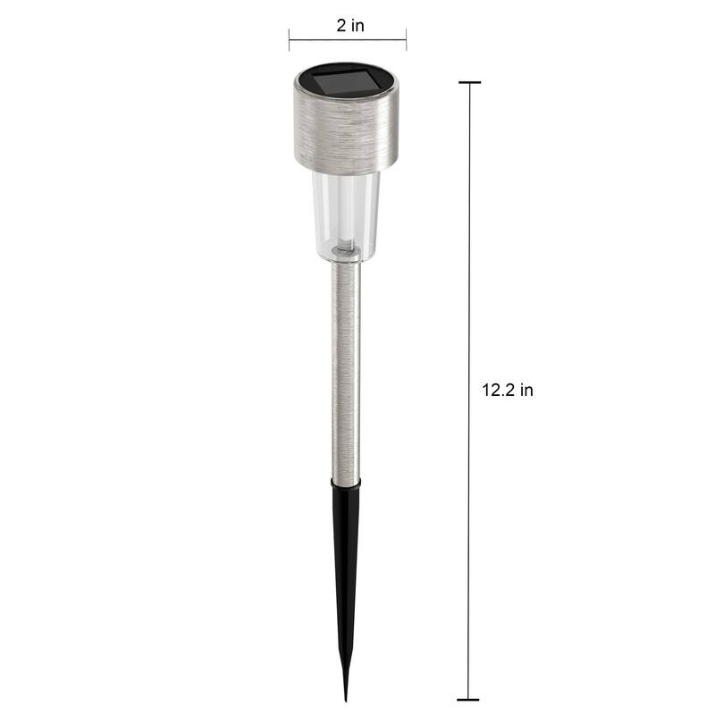 Solar Path Lights 12.2" Stainless Steel Set of 12 Pure Garden - N/A