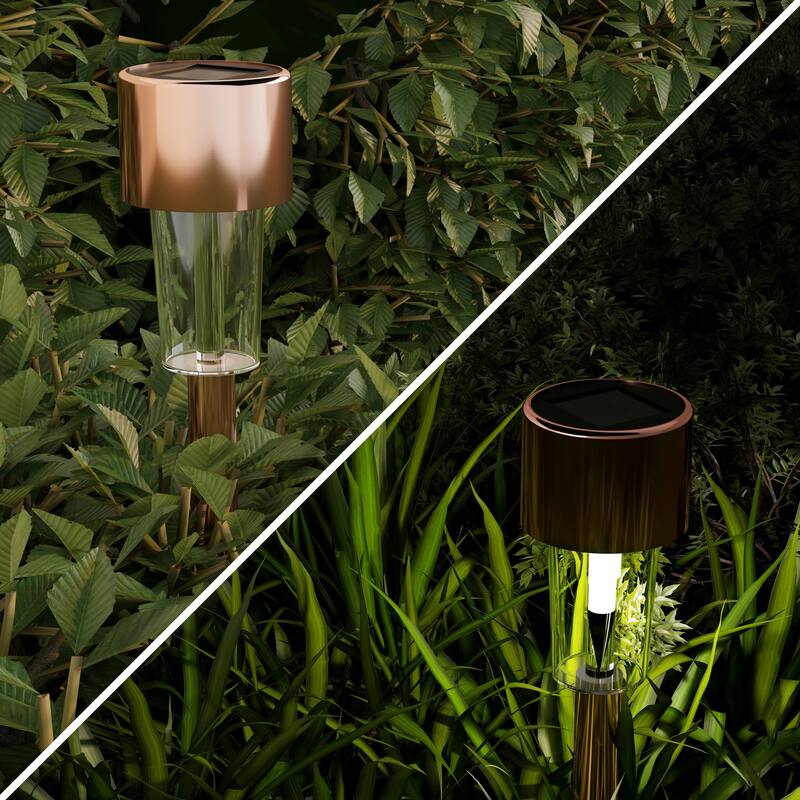 Solar Path Lights 12.2" Stainless Steel Set of 12 Pure Garden - N/A