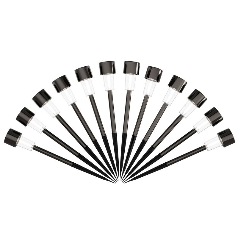 Solar Path Lights 12.2" Stainless Steel Set of 12 Pure Garden - N/A