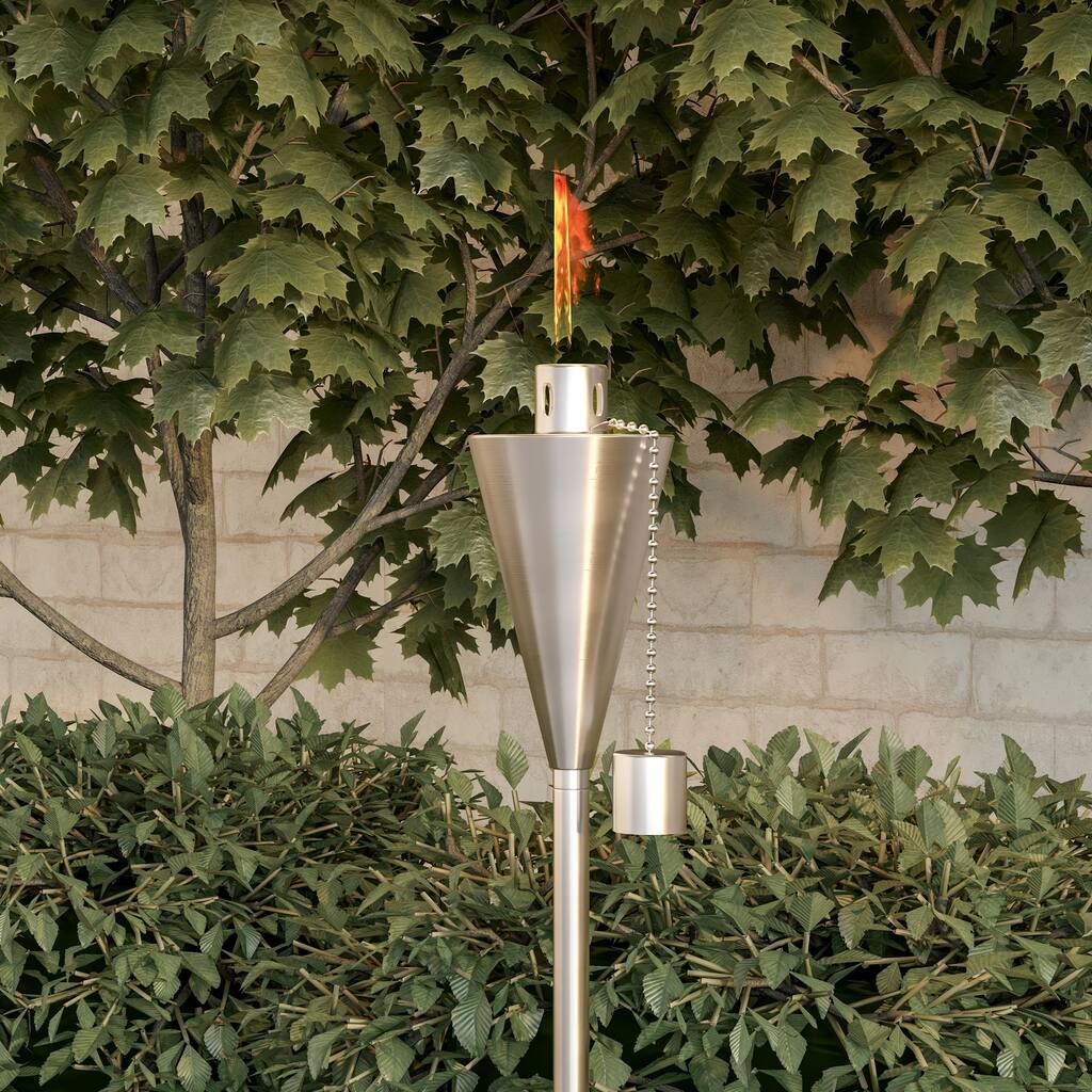 Outdoor Torch Lamp- 46" Stainless Steel Fuel Canister Pure Garden