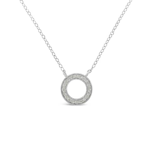 Sterling-Silver 1/6ct TDW Diamond Circle Hoop Pendant Necklace (I-J,I3-Promo)