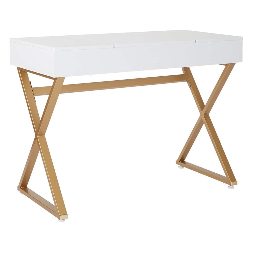 Silver Orchid Davidson White/Gold Vanity Desk
