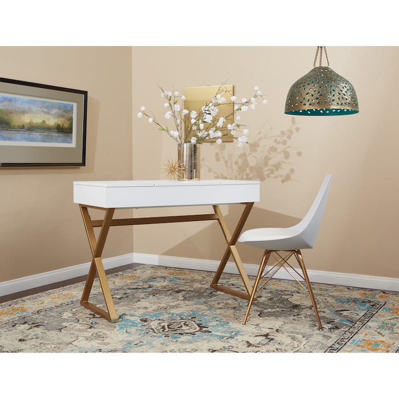 Silver Orchid Davidson White/Gold Vanity Desk