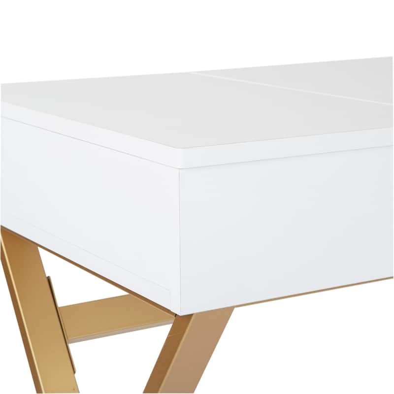 Silver Orchid Davidson White/Gold Vanity Desk