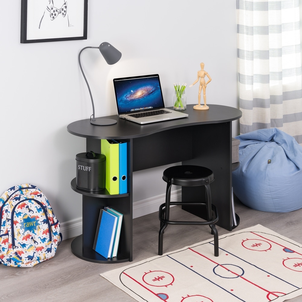 Prepac Milo Desk with Side Storage and 2 Drawers - Black