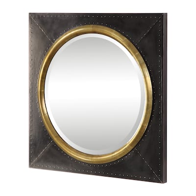 Uttermost Tallik Dark Bronze and Copper Urban Industrial Mirror - 30.125x30.125x2