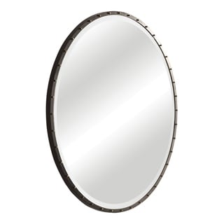 Uttermost Benedo Rustic Black Round Mirror - Antique Silver - 42x42x1.5