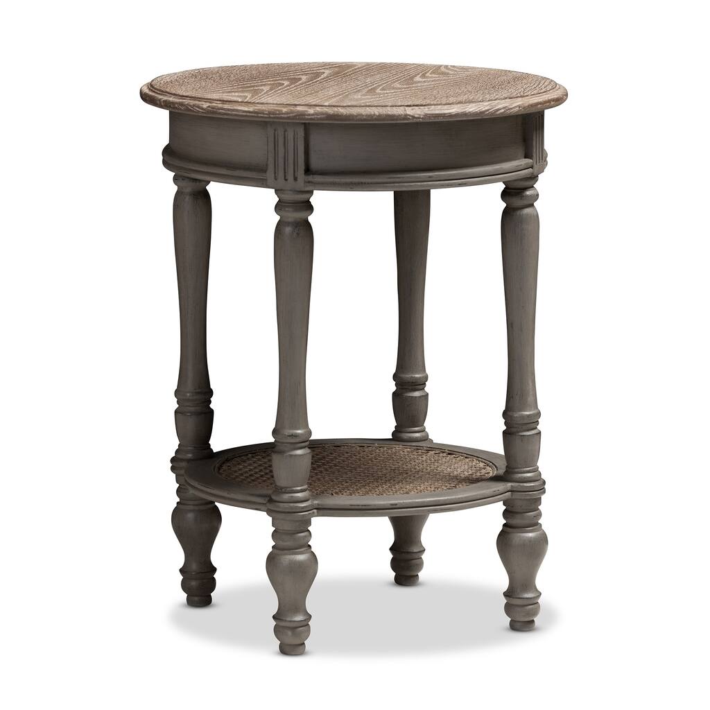 Urban Designs Jude Rustic Wooden End Table with Shelf in Brown - wood