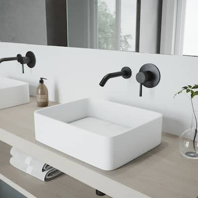 VIGO Olus Matte Black Wall Mount Bathroom Faucet